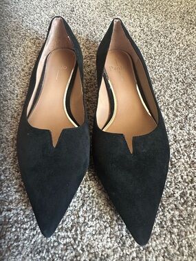 Paolo Black Suede Pointed V-Notch Flats